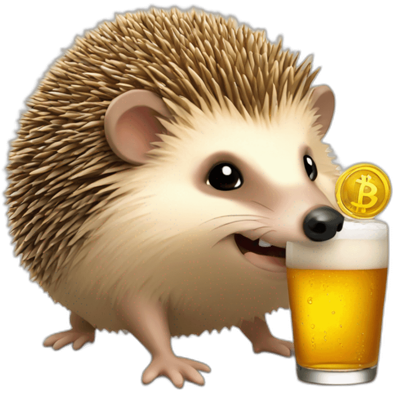 hedgehog drink beer spending bitcoin emoji