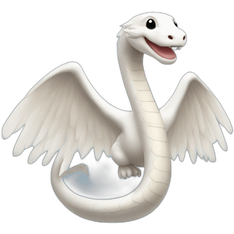 Happy white snake with angel wings on back emoji