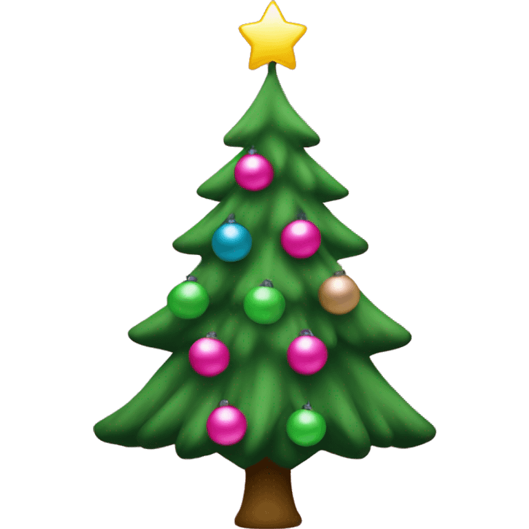 Green Christmas tree with pink balls and lights emoji