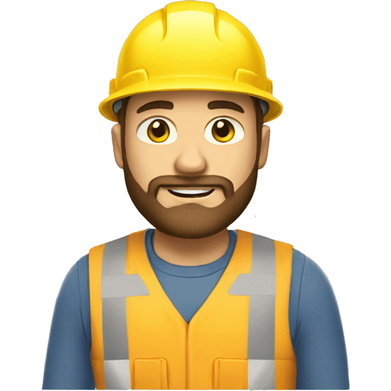 A braver man, with beard, white skin, with a construction hat yellow emoji