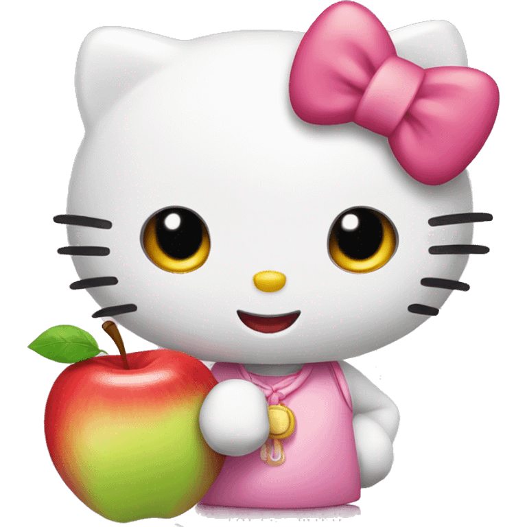 hello kitty with an apple emoji