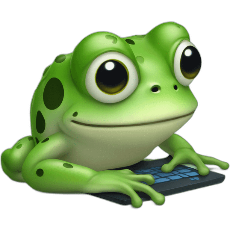 a frog writes code emoji