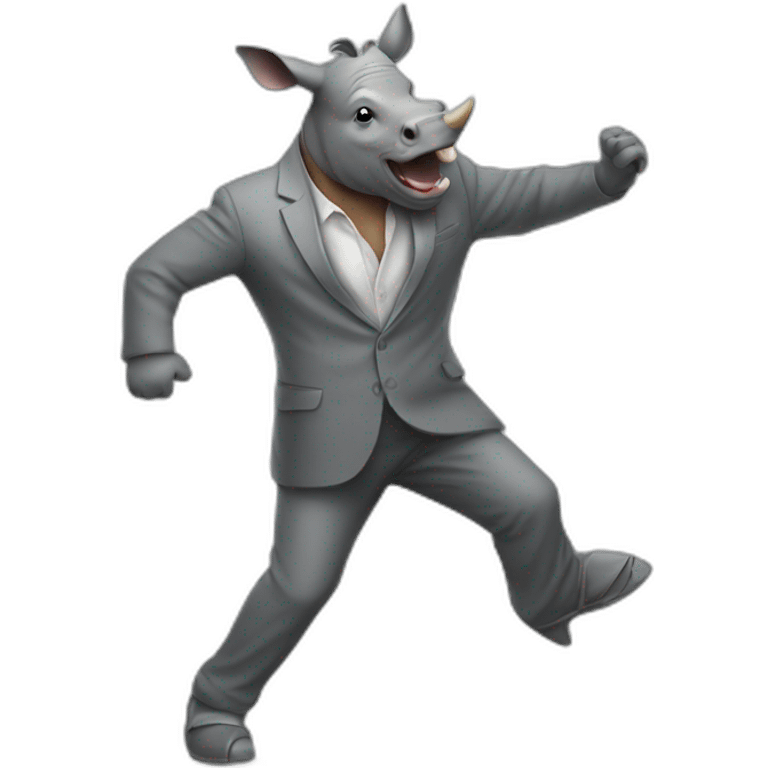 dancing man with rhino head emoji