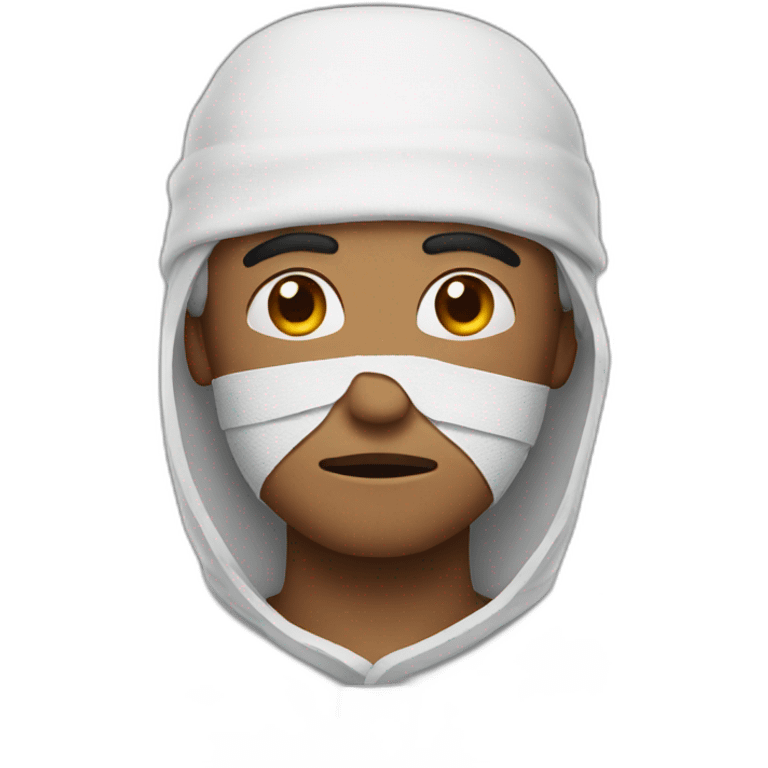 MAN covered IN BANDAGES sad expression emoji