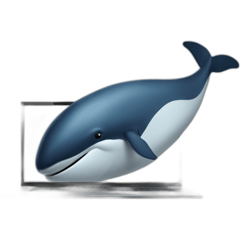 whale using computer emoji