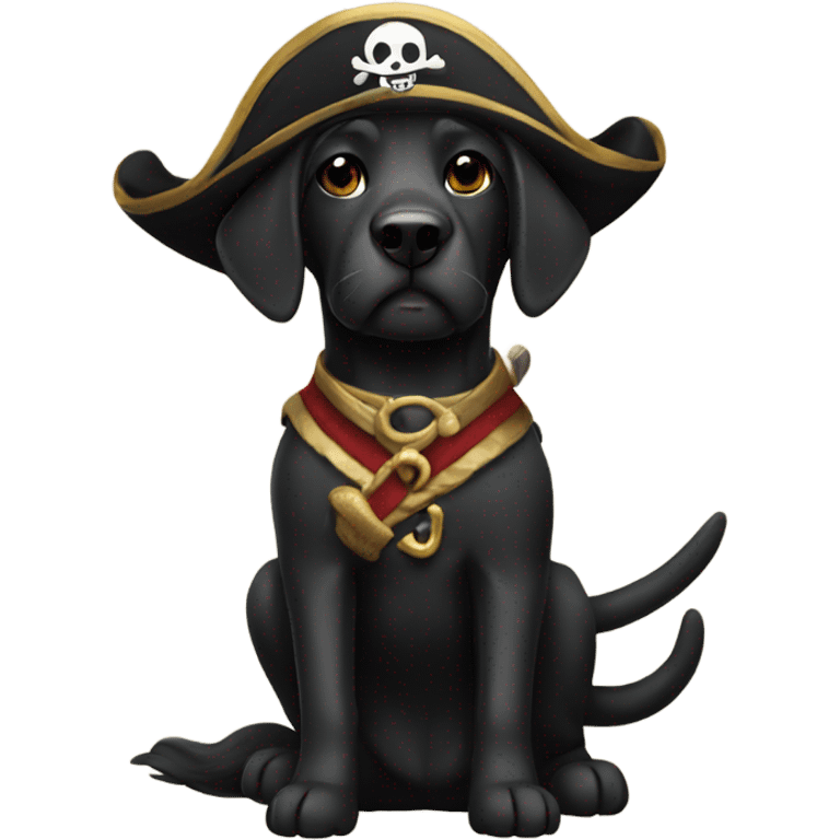 Black lab dressed up as a pirate emoji