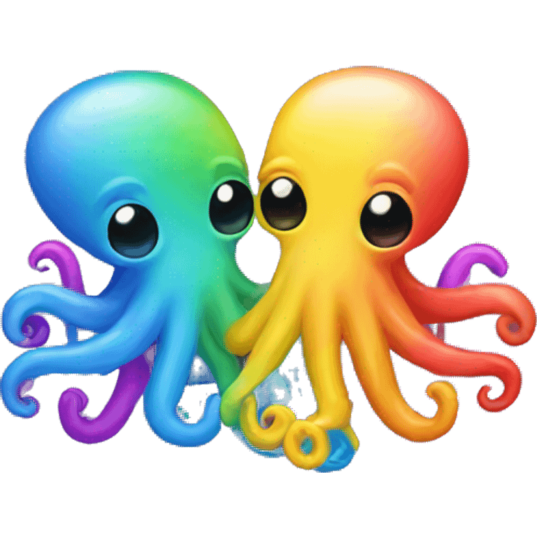 Two rainbow octopi  emoji