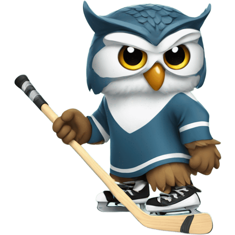 Owl playing hockey emoji