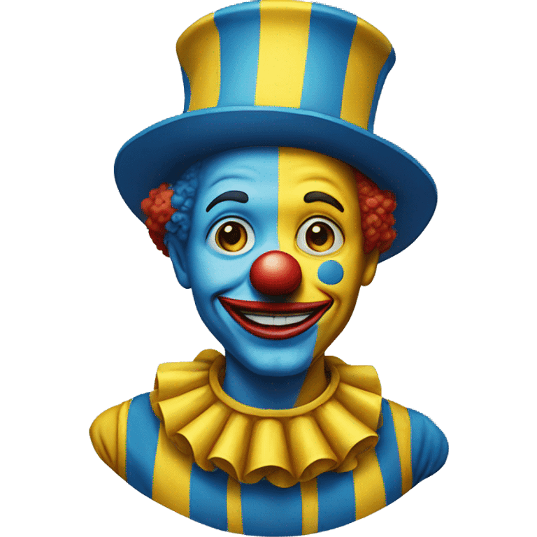 clown emoji with blue-yellow colors emoji