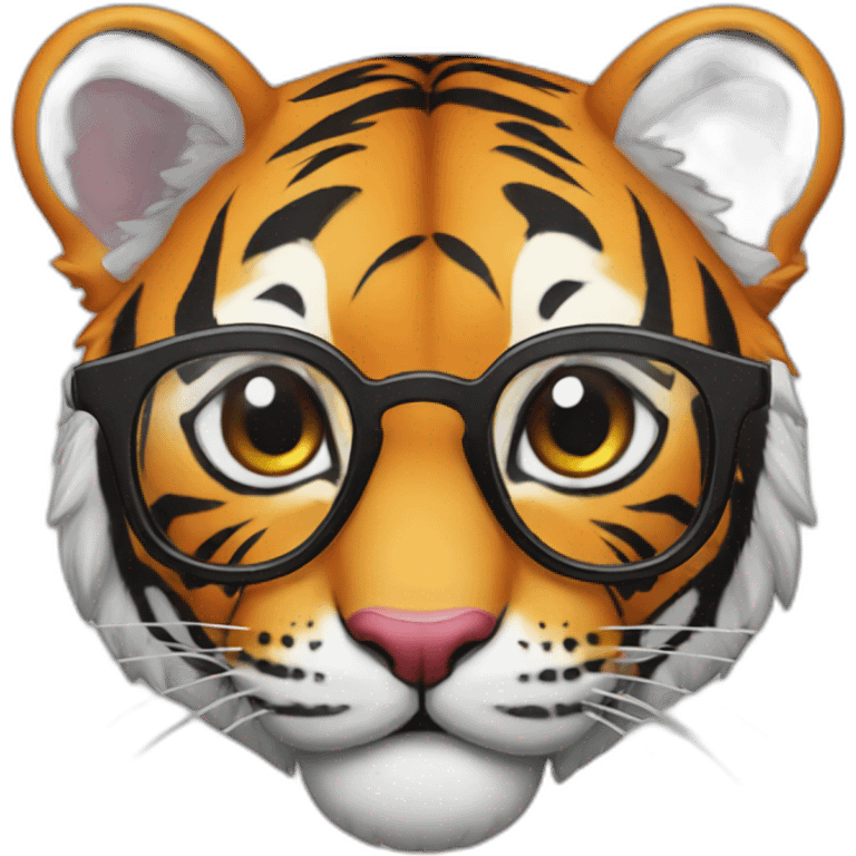 clown tiger in glasses emoji