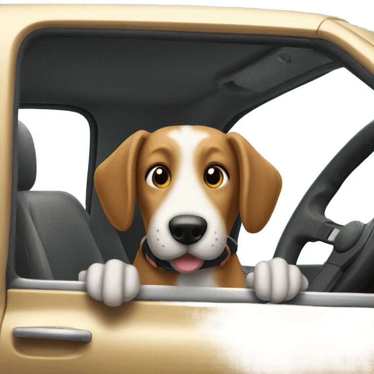 Dog driving a lowered truck emoji