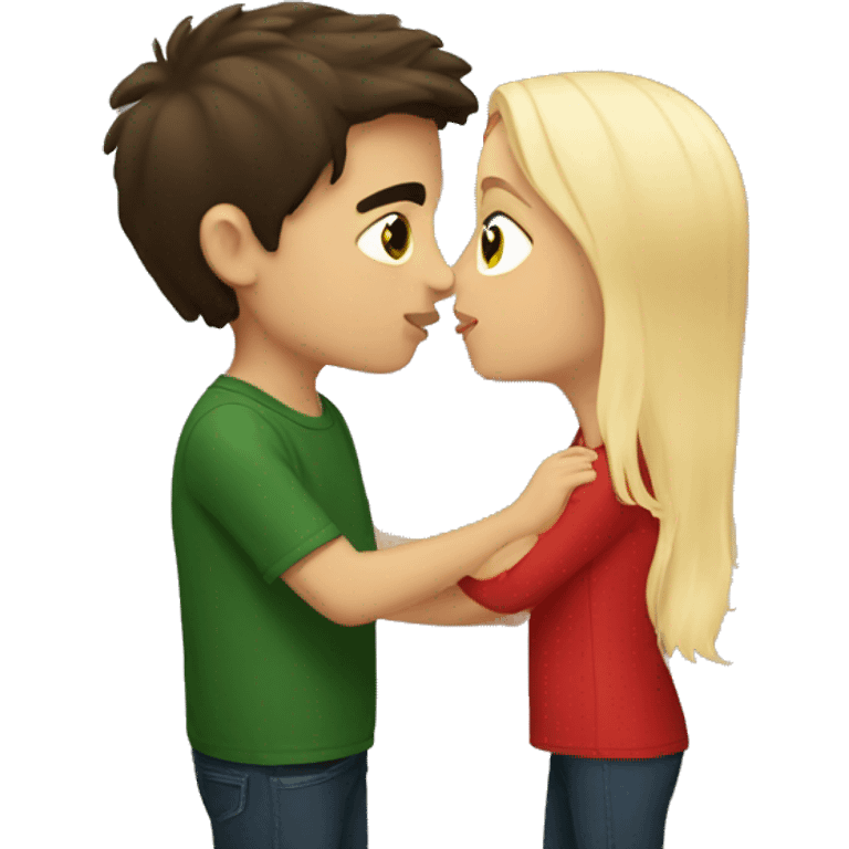 Brunette kissing blonde boy  emoji