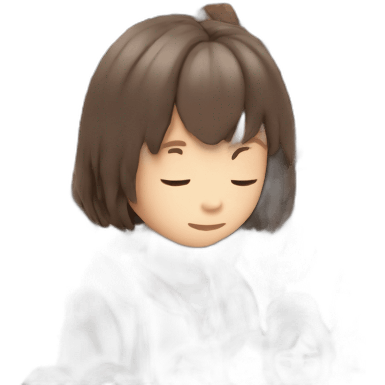 garçon avec les cheveux brun qui est timide en regardant vers le bas à gauche comme les garçons qui sont timide devant les filles comme dans les animés japonais emoji