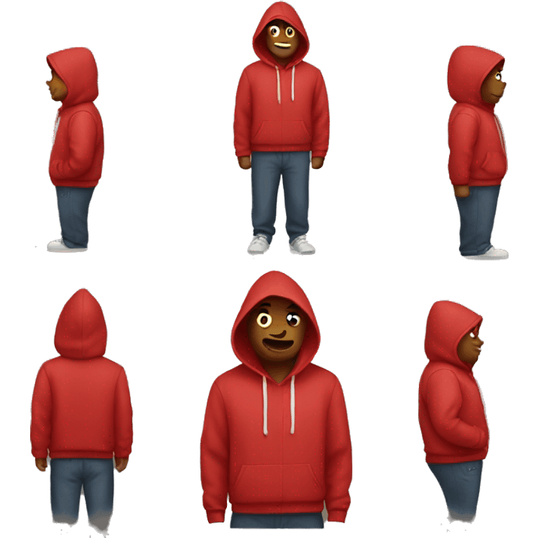 emoji with a red hoodie emoji