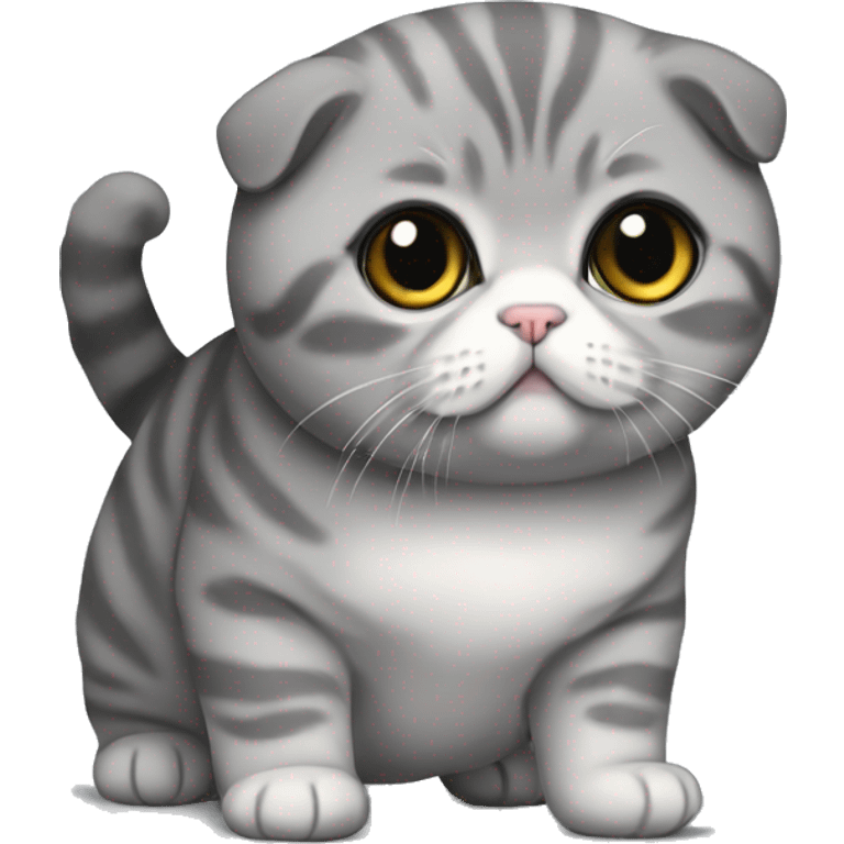 Scottish fold realistic totally grey fat emoji