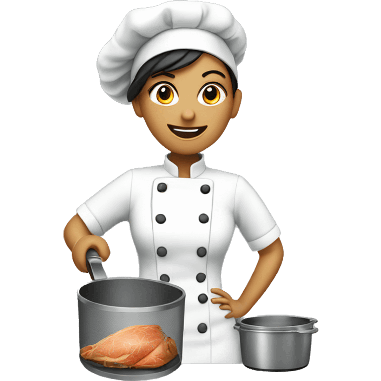 Female chef with food chopper emoji