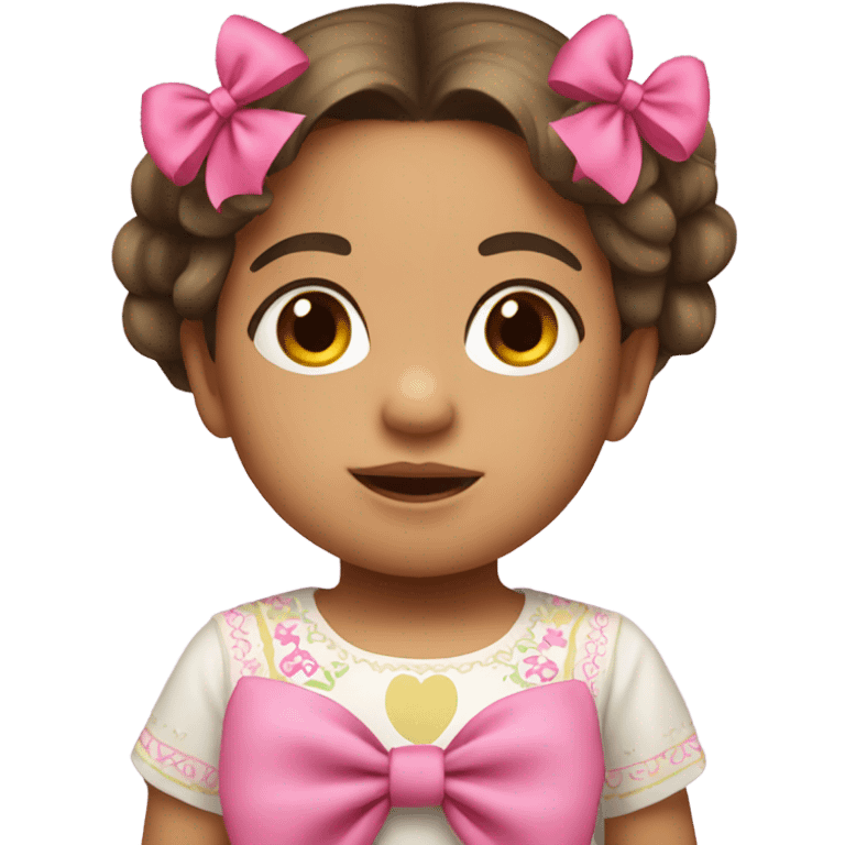 Mexican toddler girl with long hair and pink bow emoji