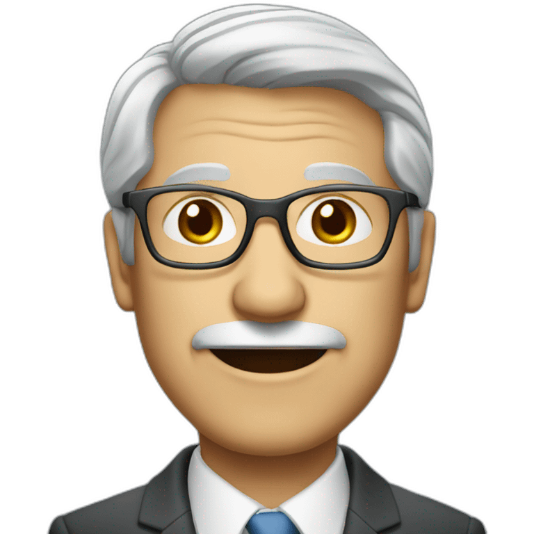 older grey haired man with glasses in business suit emoji