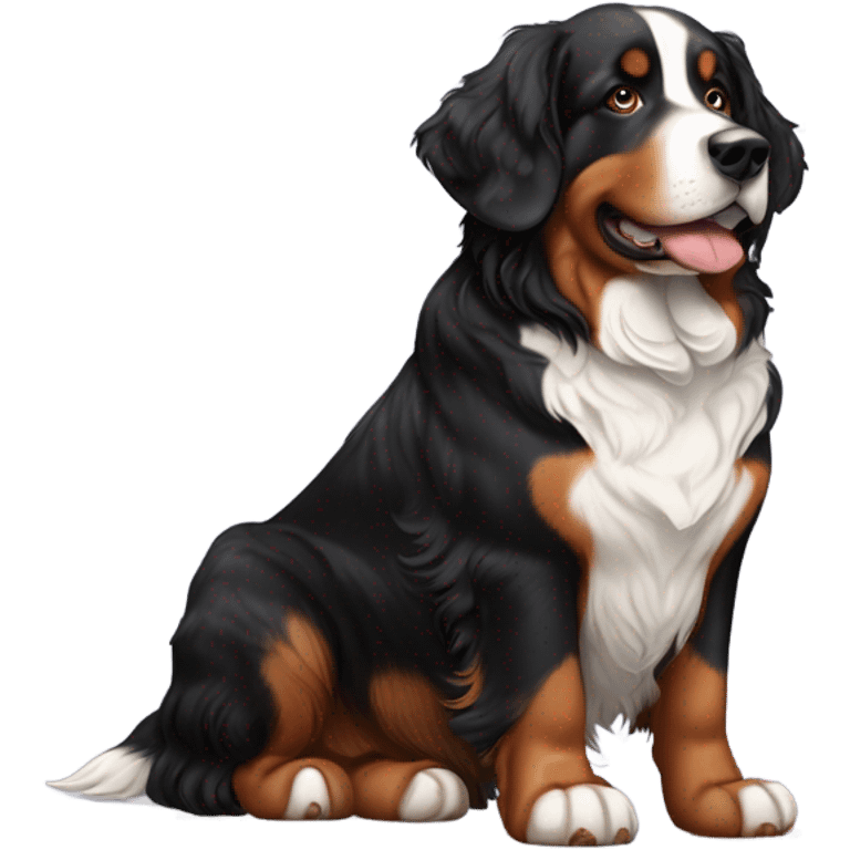 bernese mountain dog with black-brown-white merle dachshund emoji