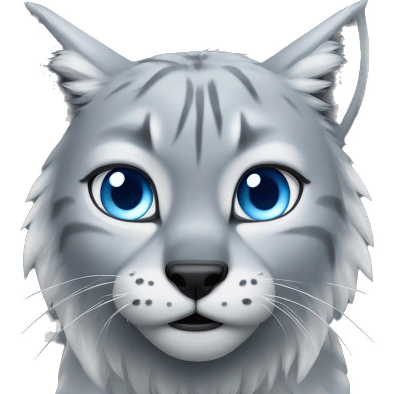 Grey lynx blue eyes growling emoji