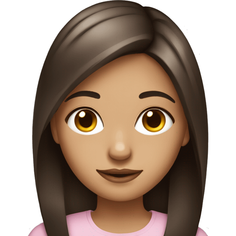 girl with dark brown and soft highlights straight hair portrait emoji