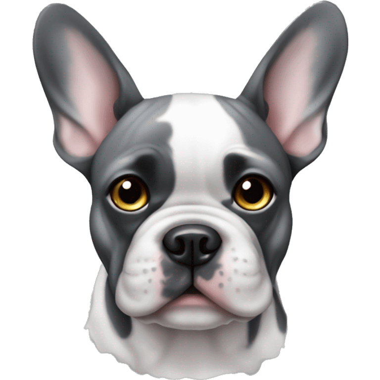 Merle black and gray French bulldog emoji