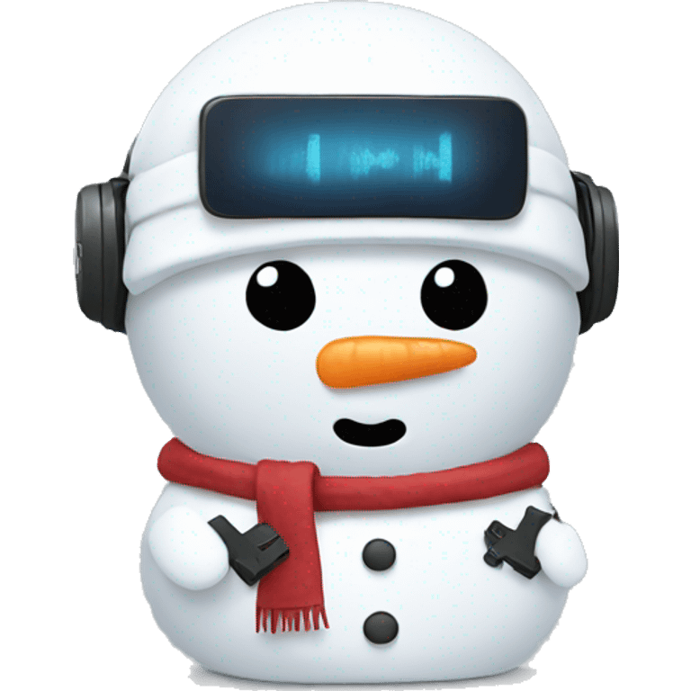 Snowman playing videogames emoji