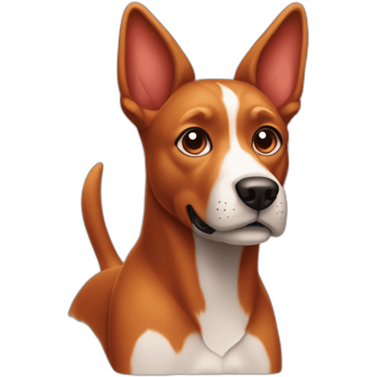 red dog with straight ears and white paws emoji