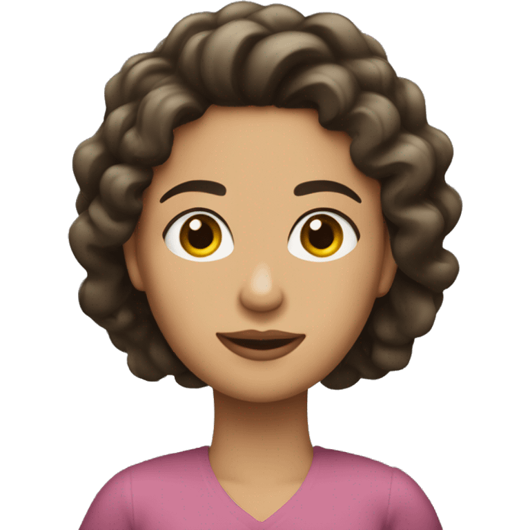 Mujer con rodete y cabello rizado largo emoji