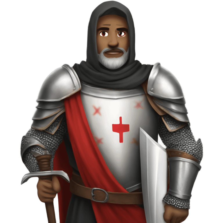 make an emoji like this 🧙🏻‍♂ but instead the guy without a beard and also wearing "Crusaders" clothing and a helmet plus with a sword and shield
make sure there is the crusaders flag on the armour 
 emoji