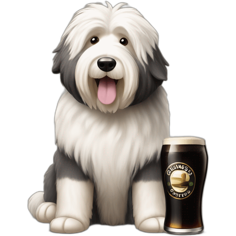 old english sheepdog with pint of guinness emoji