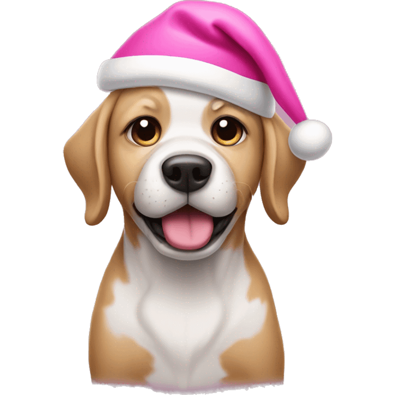 Dog wearing pink Santa hat emoji