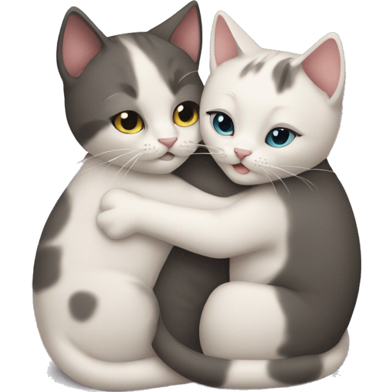 two kitties hugging emoji