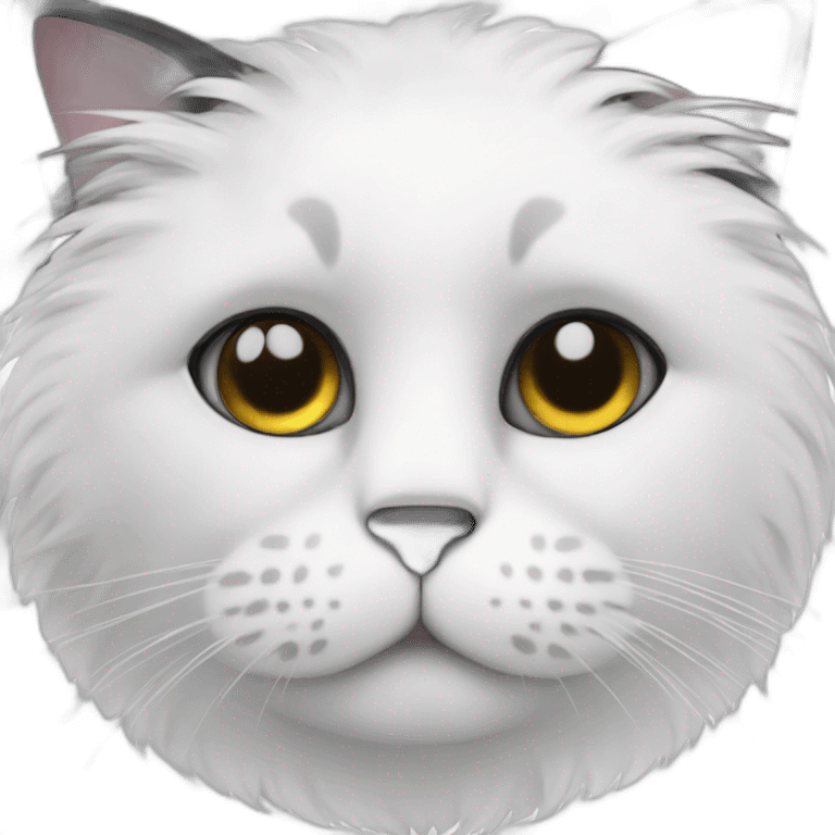 A cat head with white fur but black spot over one eye emoji