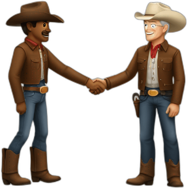 Tim Cook shaking hands with a cowboy emoji