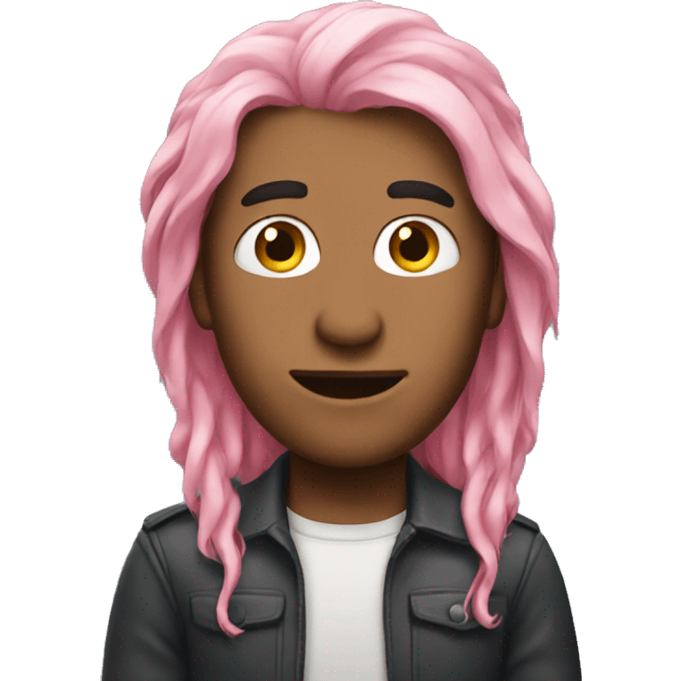 man with long pink hair emoji