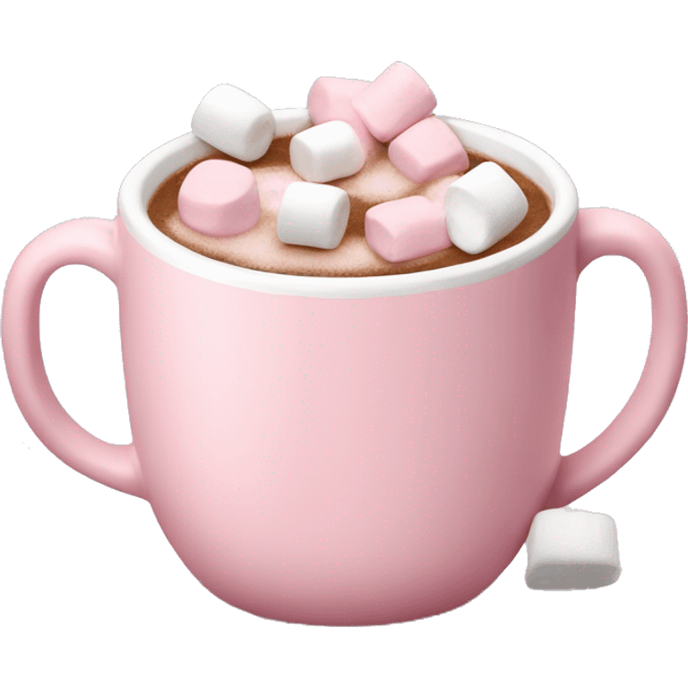 Light Pink mug of hot chocolate with marshmallows  emoji