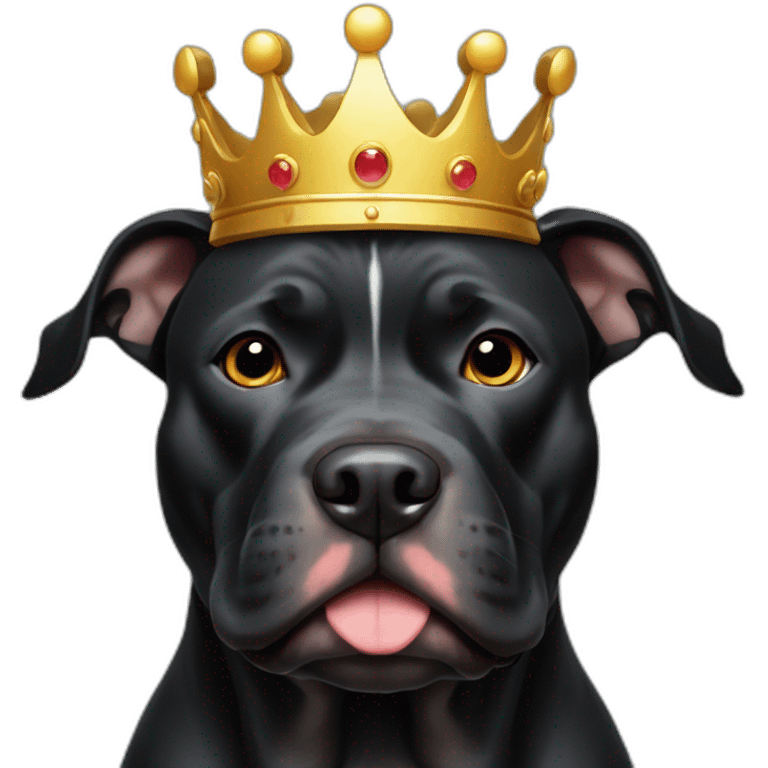 all black pitbull dog with golden crown on his head emoji