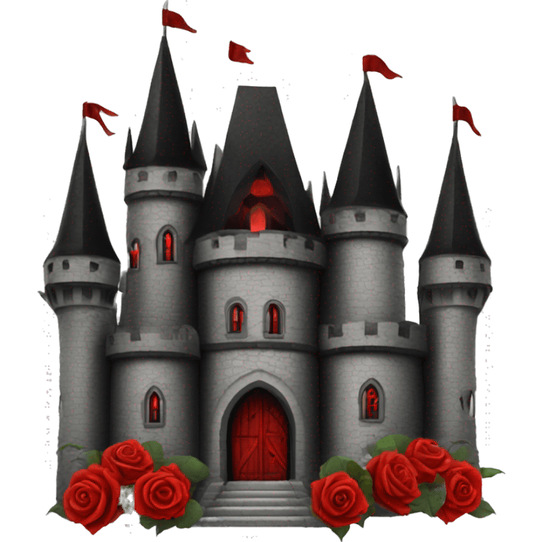 Black and red gothic castle with roses emoji