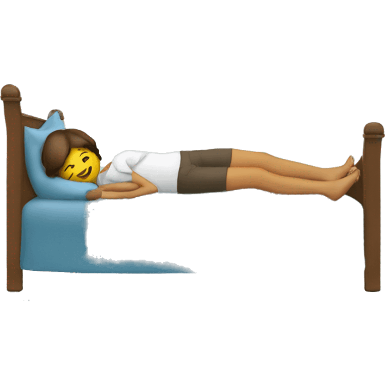 Laying on bed with feet up behind emoji