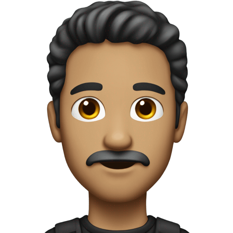 hite guy 25 years old dark hair with a small moustache and small beard emoji