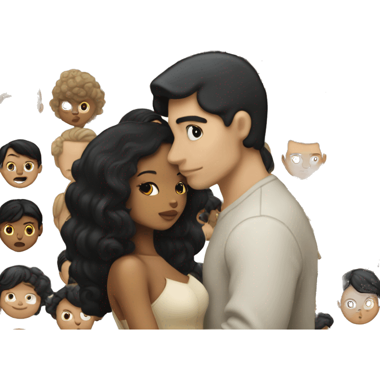 tan girl with black hair kissing pale man with black hair emoji