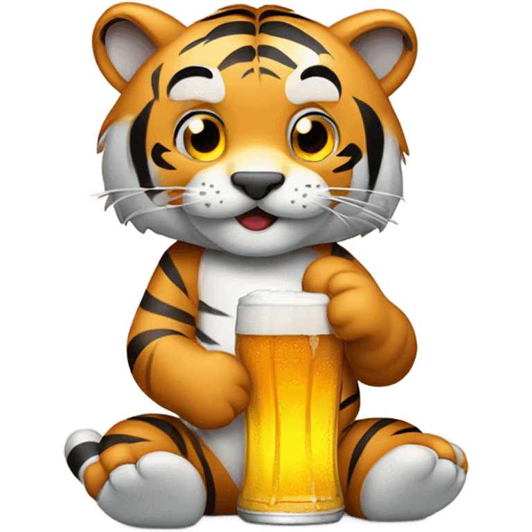 Tiger drinking beer emoji