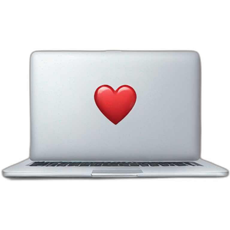 Laptop with a jet and a heart sticker emoji