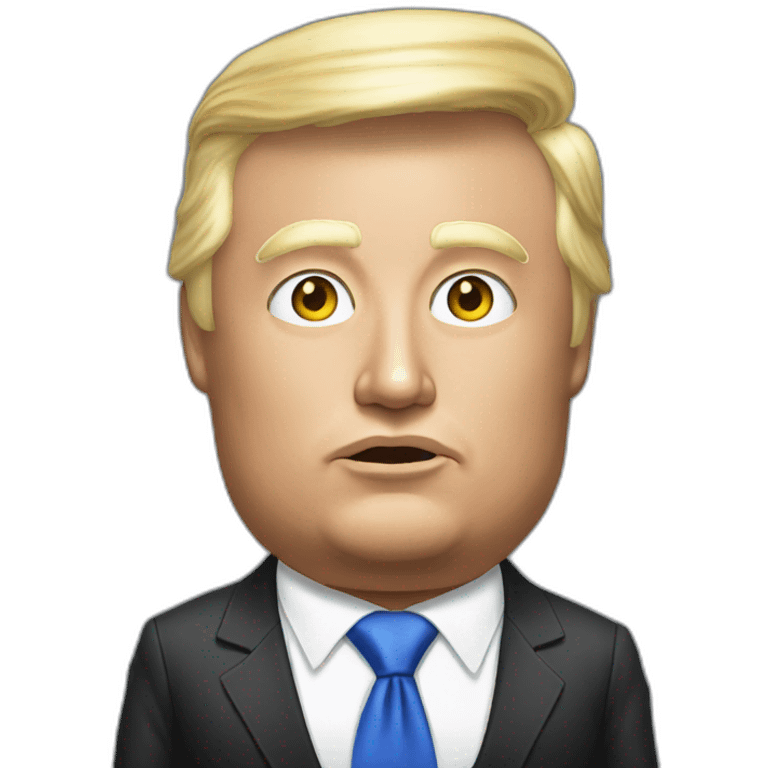 Elon musk dressed up as trump with a trump wig emoji