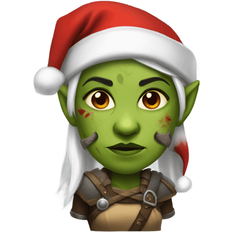 orc female warrior with santa hat emoji