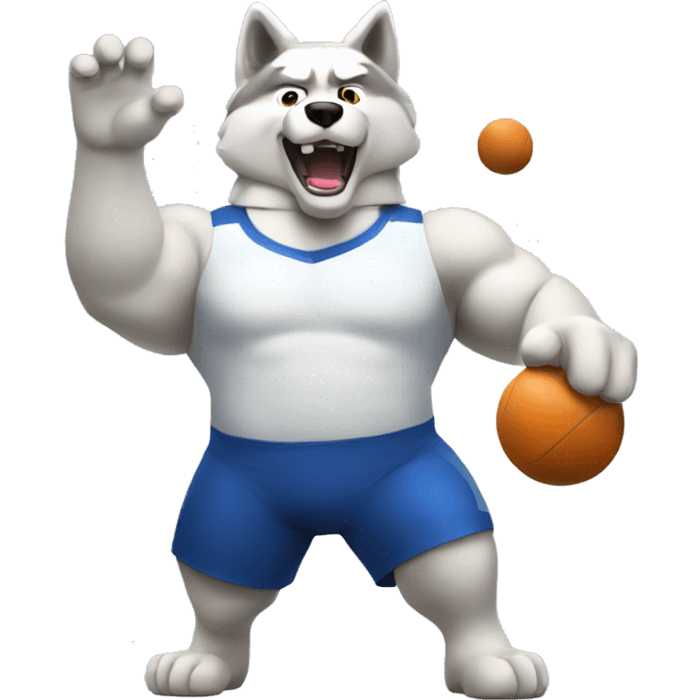 Big husky white guy throwing a shotput emoji