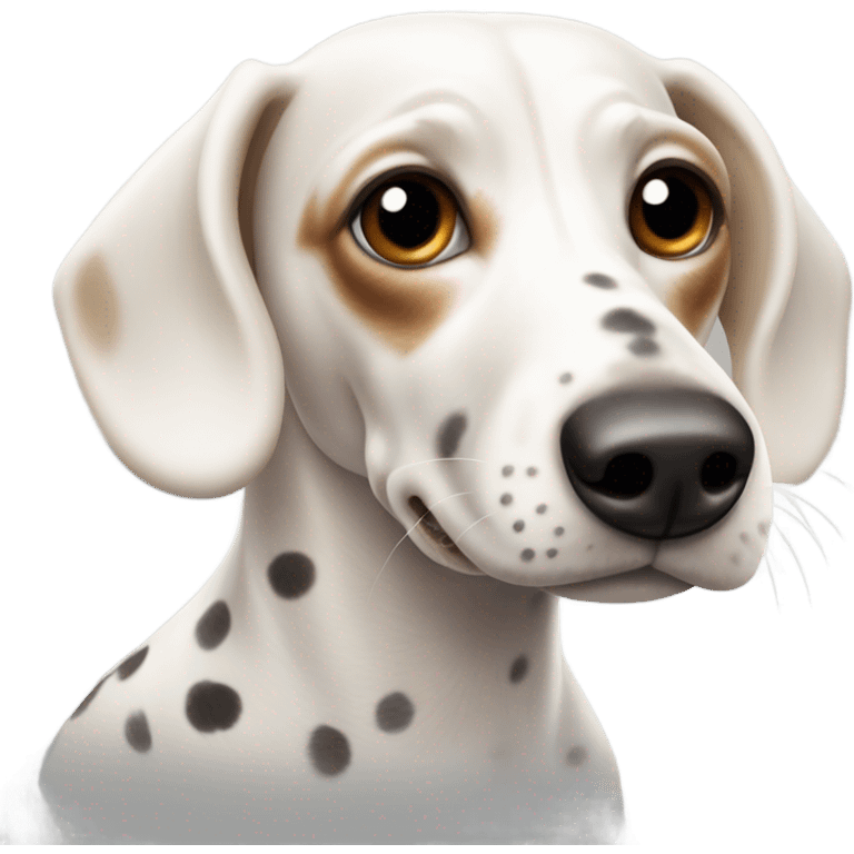 White Weiner dog with spots on chest emoji