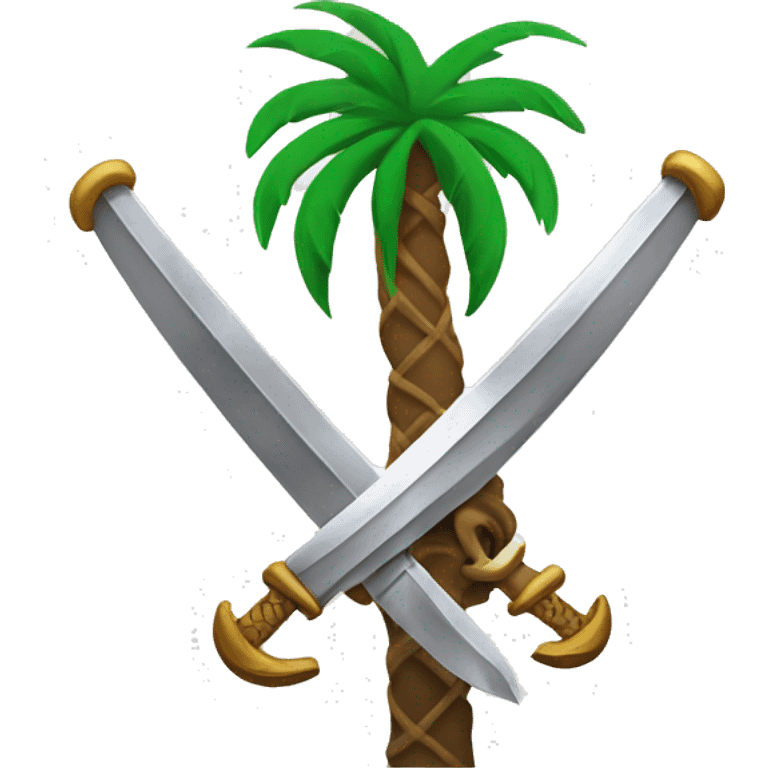 Two curved Arab swords intersecting with a palm tree on top emoji