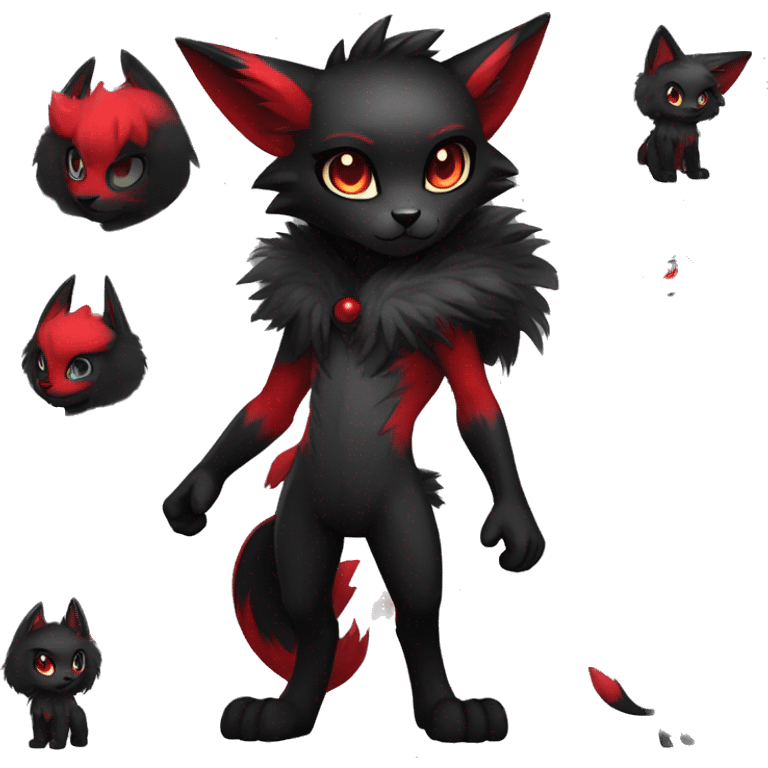 Anthro-Edgy-Cool-Dark-Black-Red-Contrast-Colors-Fantasy-Fur-Sona-Chibi-Shiny-Fakémon-Hybrid full body emoji